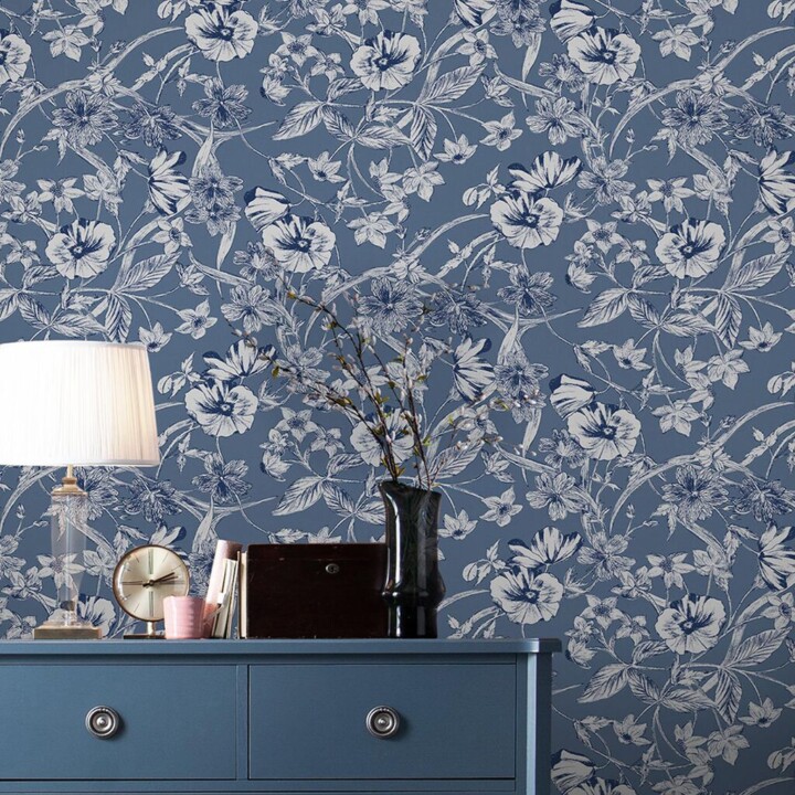 tapeet 118486_Laura Ashley Summerhill Midnight Blue Wallpaper